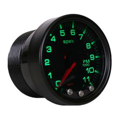 Autometer Gauge, Tach, 2 1/16", 11K Rpm, W/ Shift Light & Peak Mem, Blk/Smke/Blk, Spek-Pro