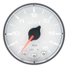 Autometer Gauge, Voltmeter, 2 1/16", 16V, Stepper Motor W/Peak & Warn, Wht/Blk, Spek-Pro