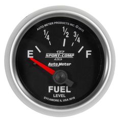 Autometer Gauge, Fuel Level, 2 1/16", 16 To 158Ω, Elec, Sport-Comp Ii
