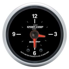 Autometer Gauge, Clock, 2 1/16", 12Hr, Analog, Sport-Comp Ii