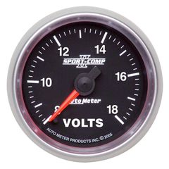 Autometer Gauge, Voltmeter, 2 1/16", 18V, Digital Stepper Motor, Sport-Comp Ii