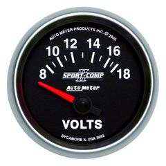 Autometer Gauge, Voltmeter, 2 1/16", 18V, Electric, Sport-Comp Ii