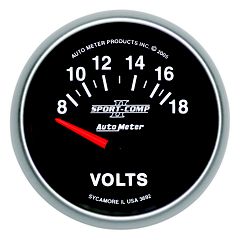 Autometer Gauge, Voltmeter, 2 1/16", 18V, Electric, Sport-Comp Ii