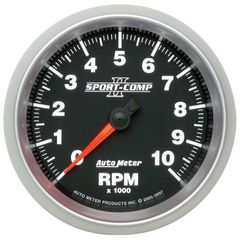 Autometer Gauge, Tachometer, 3 3/8", 10K Rpm, In-Dash, Sport-Comp Ii