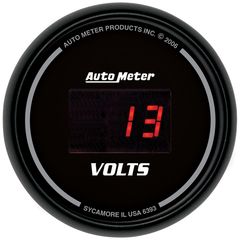 Autometer Gauge, Voltmeter, 2 1/16", 18V, Digital, Black Dial W/ Red Led