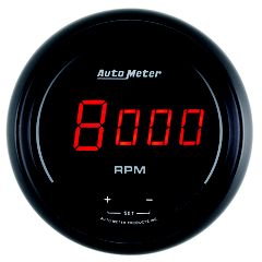 Autometer Gauge, Tach, 3 3/8", 10K Rpm, In-Dash, Digital, Black Dial W/ Red Led