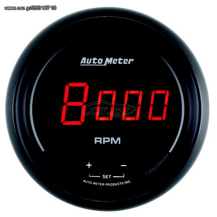 Autometer Gauge, Tach, 3 3/8", 10K Rpm, In-Dash, Digital, Black Dial W/ Red Led