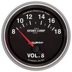 Autometer Gauge, Voltmeter, 2 5/8", 18V, Electric, Sport-Comp Ii