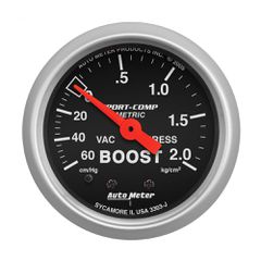 Autometer Gauge, Vac/Boost, 2 1/16", 60Cmhg - 2.1Kg/Cm2, Mechanical, Sport-Comp