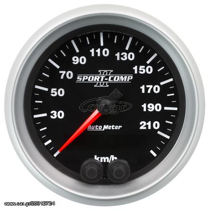 Autometer Gauge, Speedometer, 3 3/8", 225Km/H, Gps, Sport-Comp Ii