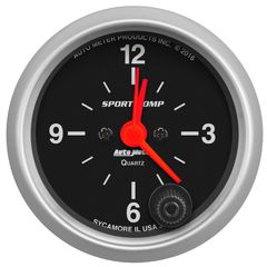 Autometer Gauge, Clock, 2 1/16", 12Hr, Analog, Sport-Comp