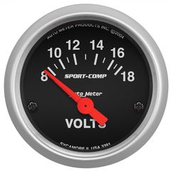 Autometer Gauge, Voltmeter, 2 1/16", 18V, Elec, Sport-Comp