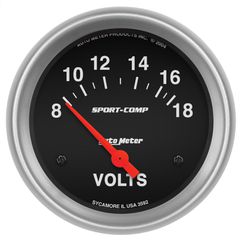 Autometer Gauge, Voltmeter, 2 5/8", 18V, Electric, Sport-Comp