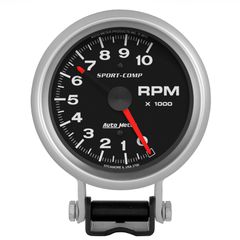Autometer Gauge, Tachometer, 3 3/4", 10K Rpm, Pedestal W/ Red Line, Sport-Comp