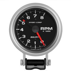 Autometer Gauge, Tachometer, 3 3/4", 8K Rpm, Pedestal W/ Red Line, Sport-Comp