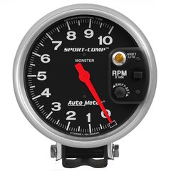 Autometer Gauge, Tachometer, 5", 10K Rpm, Pedestal W/ Int. Shift-Lite, Sport-Comp