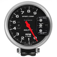 Autometer Gauge, Tachometer, 5", 9K Rpm, Pedestal W/ Rpm Playback, Sport-Comp