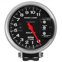 Autometer Gauge, Tachometer, 5", 11K Rpm, Pedestal W/ Rpm Playback, Sport-Comp