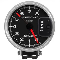 Autometer Gauge, Tachometer, 5", 8K Rpm, Pedestal W/ Red Line, Sport-Comp