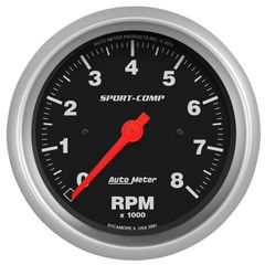 Autometer Gauge, Tachometer, 3 3/8", 8K Rpm, In-Dash, Sport-Comp