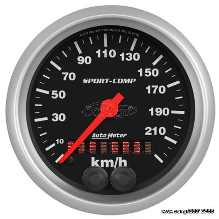Autometer Gauge, Speedometer, 3 3/8", 225Km/H, Gps, Sport-Comp