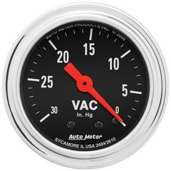 Autometer Gauge, Vacuum, 2 1/16", 30Inhg, Mechanical, Traditional Chrome