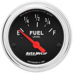 Autometer Gauge, Fuel Level, 2 1/16", 0 To 90Ω, Elec, Traditional Chrome