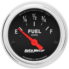 Autometer Gauge, Fuel Level, 2 1/16", 73 To 10Ω(Aftermarket Linear), Elec, Trad Chrome