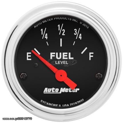 Autometer Gauge, Fuel Level, 2 1/16", 73 To 10Ω(Aftermarket Linear), Elec, Trad Chrome