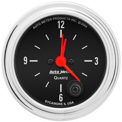 Autometer Gauge, Clock, 2 1/16", 12Hr, Analog, Traditional Chrome