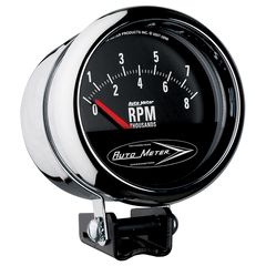 Autometer Gauge, Tach, 3 3/4", 8K Rpm, Pedestal W/Retro Short Sweep, Traditional Chrome