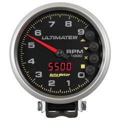 Autometer Gauge, Tach, 5", 9K Rpm, Pedestal, Datalogging, Ultimate Iii Playback, Black