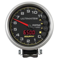 Autometer Gauge, Tach, 5", 11K Rpm, Pedestal, Datalogging, Ultimate Iii Playback, Black