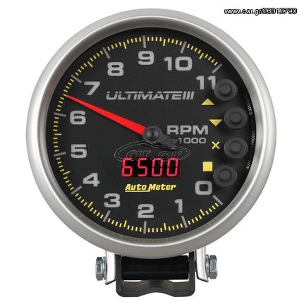 Autometer Gauge, Tach, 5", 11K Rpm, Pedestal, Datalogging, Ultimate Iii Playback, Black