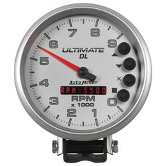 Autometer Gauge, Tach, 5", 9K Rpm, Pedestal, Datalogging, Ultimate Dl Playback, Silver