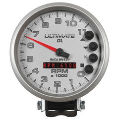 Autometer Gauge, Tach, 5", 11K Rpm, Pedestal, Datalogging, Ultimate Dl Playback, Silver