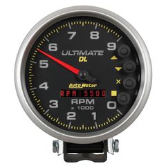 Autometer Gauge, Tach, 5", 9K Rpm, Pedestal, Datalogging, Ultimate Dl Playback, Black