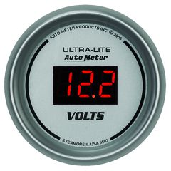 Autometer Gauge, Voltmeter, 2 1/16", 18V, Digital, Silver Dial W/ Red Led