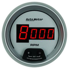 Autometer Gauge, Tach, 3 3/8", 10K Rpm, In-Dash, Digital, Silver Dial W/ Red Led