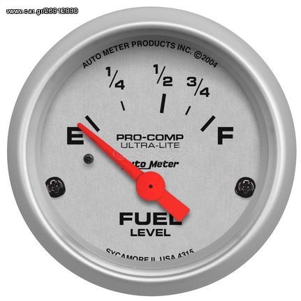 Autometer Gauge, Fuel Level, 2 1/16", 73 To 10Ω, Elec, Ultra-Lite