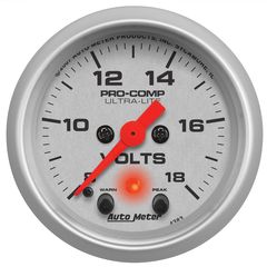 Autometer Gauge, Voltmeter, 2 1/16", 18V, Digital Stepper Motor W/Peak & Warn, Ultra-Lite