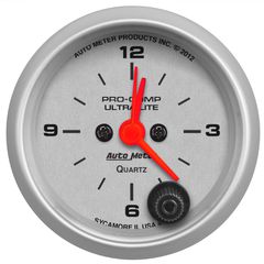 Autometer Gauge, Clock, 2 1/16", 12Hr, Analog, Ultra-Lite