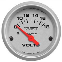 Autometer Gauge, Voltmeter, 2 1/16", 18V, Elec, Ultra-Lite