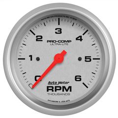 Autometer Gauge, Tachometer, 3 3/8", 6K Rpm, In-Dash, Ultra-Lite