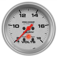 Autometer Gauge, Voltmeter, 2 5/8", 18V, Digital Stepper Motor W/ Peak & Warn, Ultra-Lite