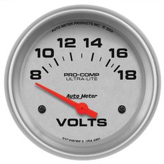 Autometer Gauge, Voltmeter, 2 5/8", 18V, Electric, Ultra-Lite
