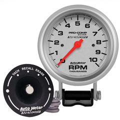 Autometer Gauge, Tachometer, 3 3/4", 10K Rpm, Pedestal W/ Peak Memory, Ultra-Lite