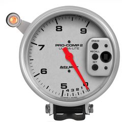 Autometer Gauge, Tach, 5", 9K Rpm, Pedestal W/ Quick Lite, Dual Range W/Peak Memory, Ul