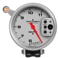 Autometer Gauge, Tach, 5", 11K Rpm, Pedestal W/ Quick Lite, Dual Range W/Peak Memory, Ul