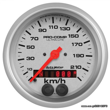 Autometer Gauge, Speedometer, 3 3/8", 225Km/H, Gps, Ultra-Lite